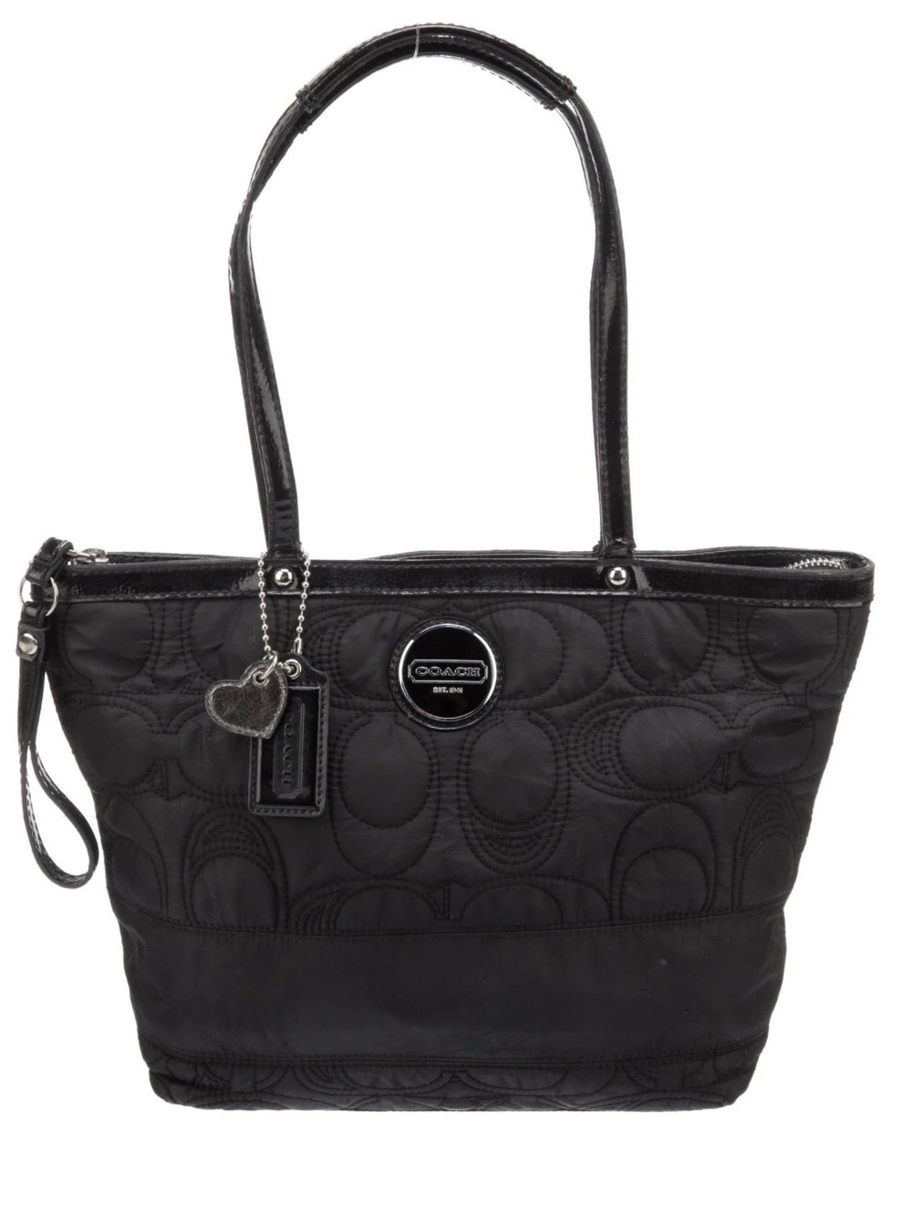 Coach Black Quilted Signature Tote with Charm